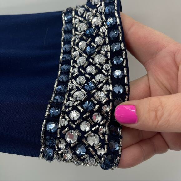 Alex Evenings Jeweled Cuff Column Gown in Cobalt Size 12 - Picture 8 of 14